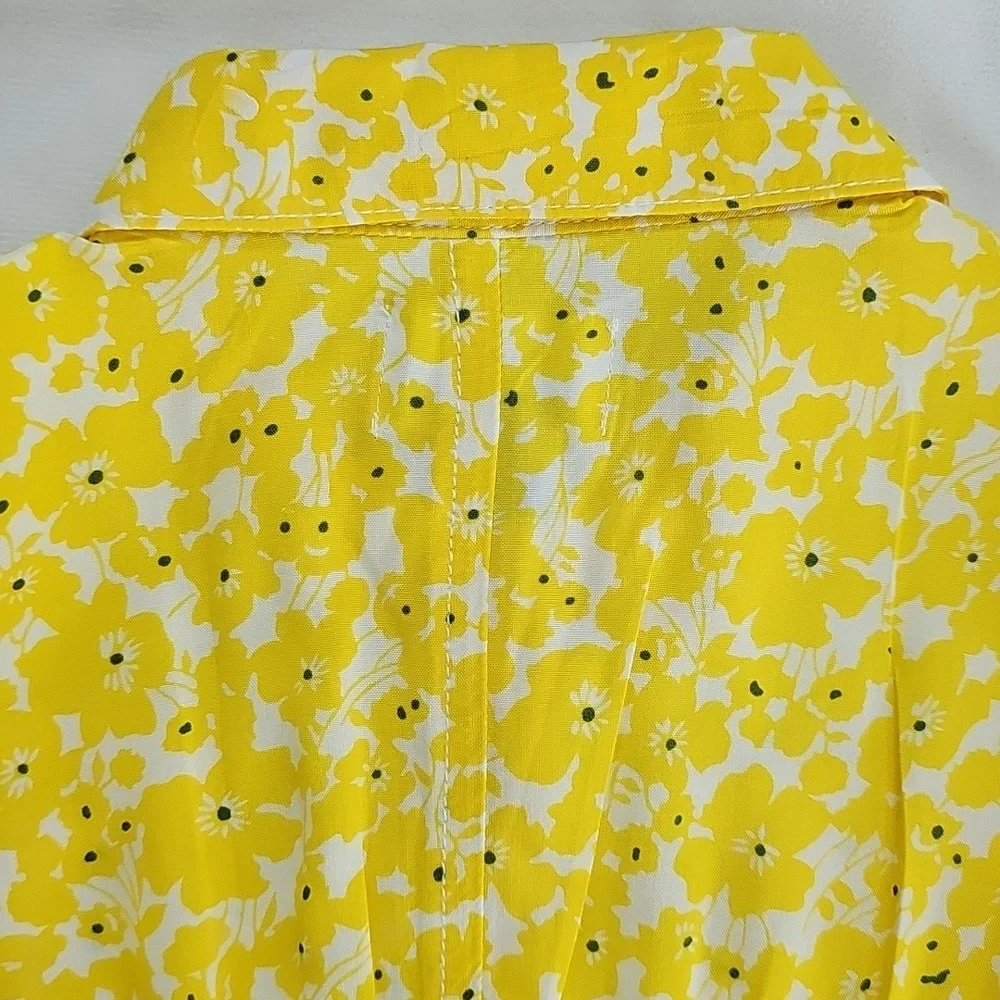 Old Navy Baby Girl Yellow Floral Button-Front Dress – Short Sleeve